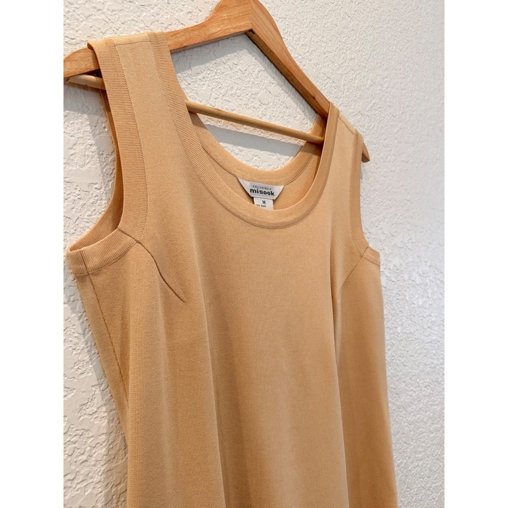 Misook Womens Knit Tank Top Side Slit Tan Medium Career Work Classic Old Money - Picture 3 of 10